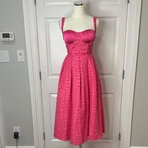 WFFS Pink Organza Corset Style Bustier Sweet Sixteen Barbiecore Midi Dress SizeS